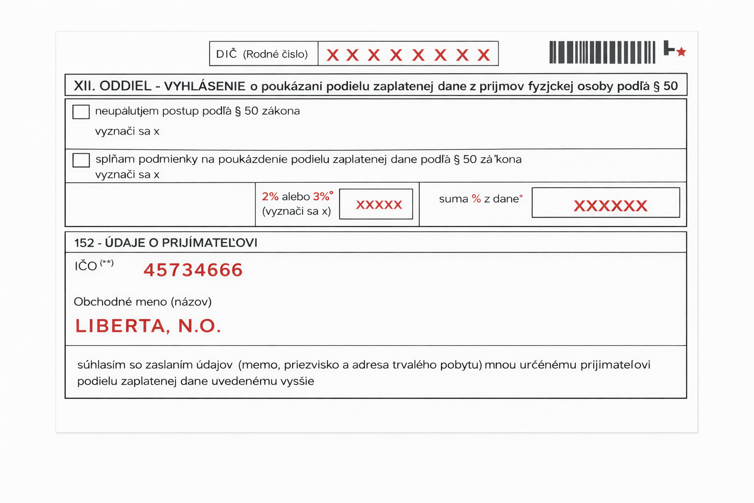 VZOR kópie strany potrebný zaslať Ellke